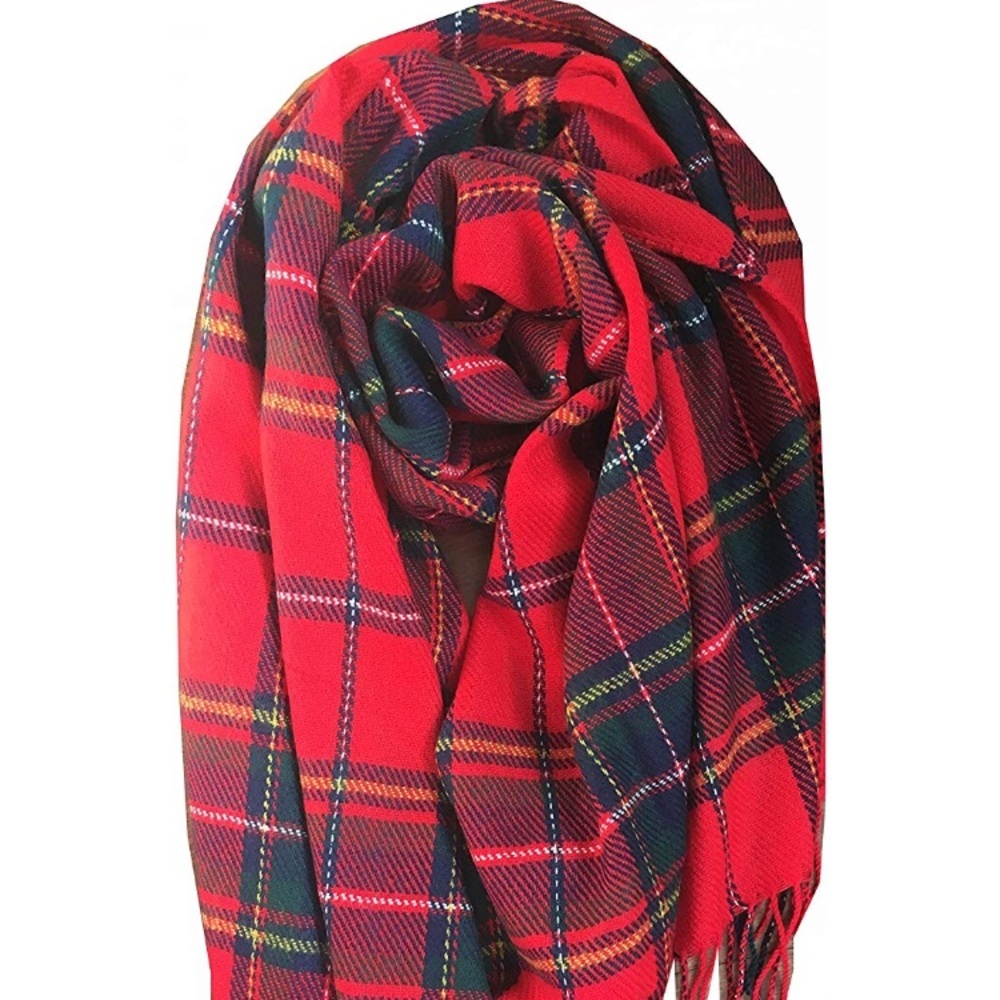 Cozy RED BLOGGER Oversized PLAID Woman’s Scarf ❤️ - Picture 7 of 8